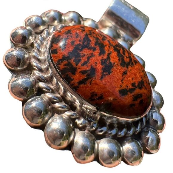 925 Oval Natural Mahogany Obsidian Gemstone
Pendant Vintage 925 Silver F… - Picture 15 of 16
